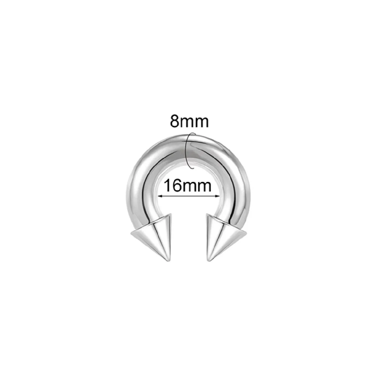 1PCS Spike Horseshoe Nose Ring Stainelss Steel Cone Large Gauge Piercings Internal Threaded Septum Nose Ear Expander