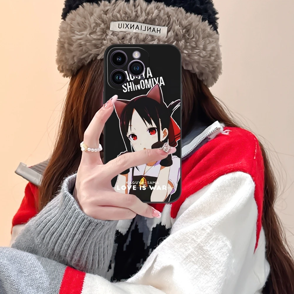 Kaguya Sama Shinomiya Mobile Phone Case for iPhone 15 14 13 12 11 X XR XS 8 7 Pro Max Plus Mini Black Soft Phone Cover Shell