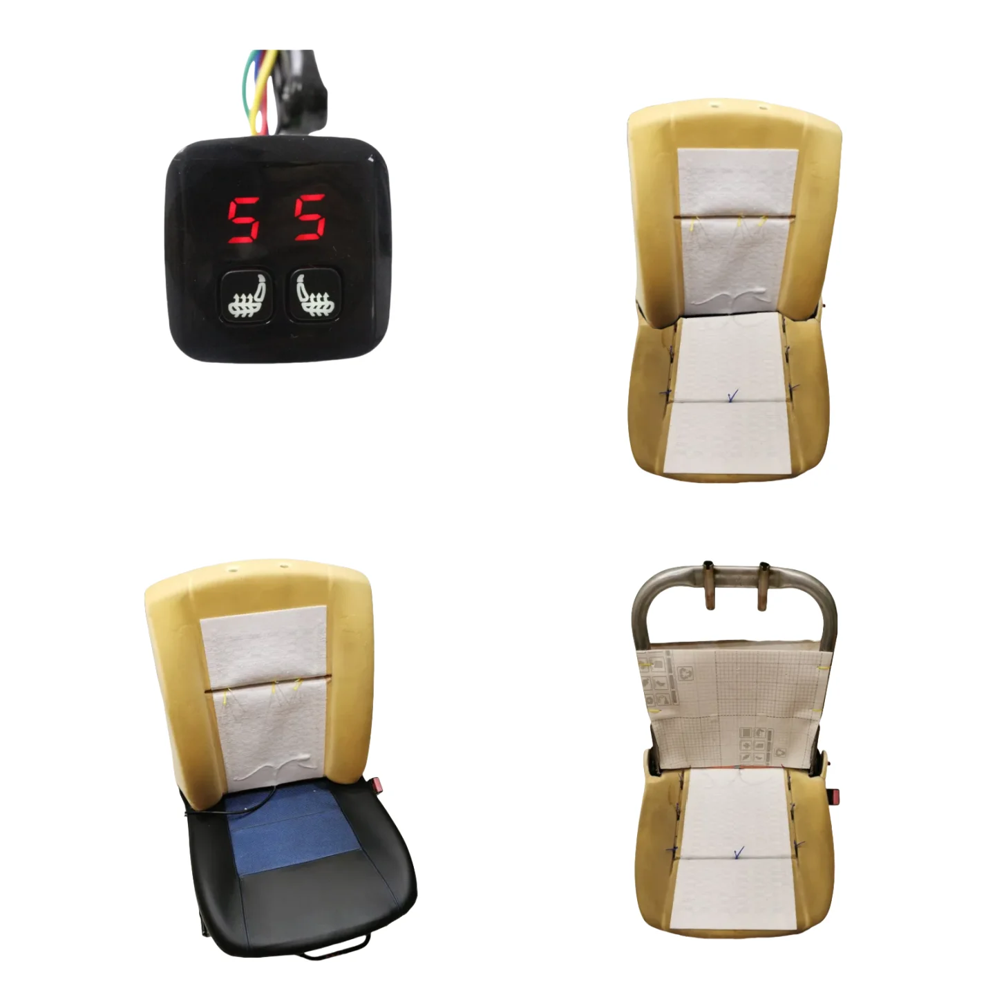 2 Seats 4 Pads Universal Carbon Fiber Heated Seat Heater 12V mats 2 Dial 5 LCD digit Switch Winter Warmer Seat Covers Bench