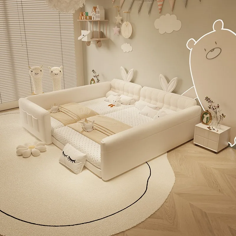 & Full Size Adults Luxury Bedroom Beds Kids Room Guardrail Family Bed Frames 180x200cm Queen Children Headboard Home Furniture