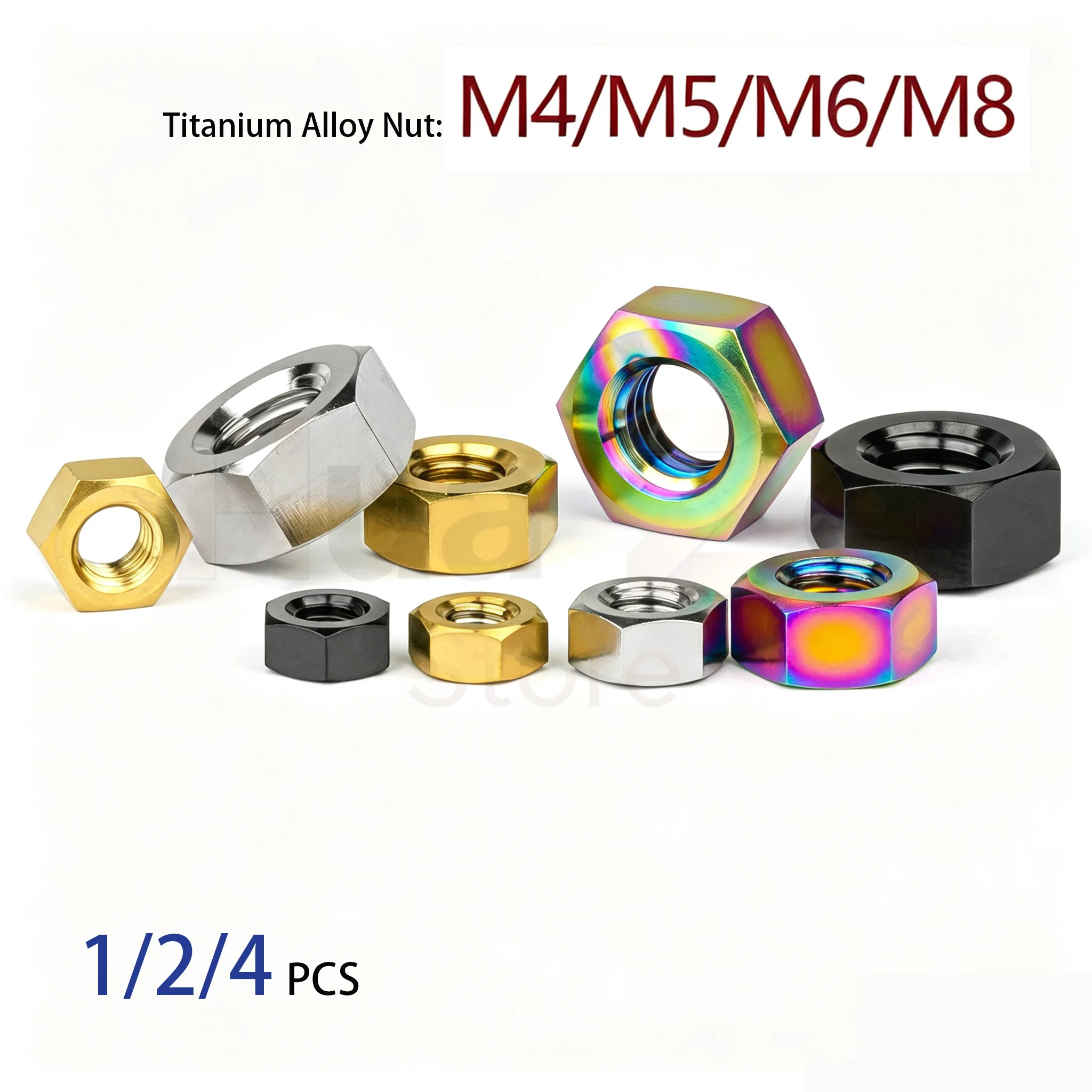 M4 M5 M6 M8 TC4 Titanium Alloy Hex Nut, Standard Thread Fastener For Motorcycle Bicycle Modification
