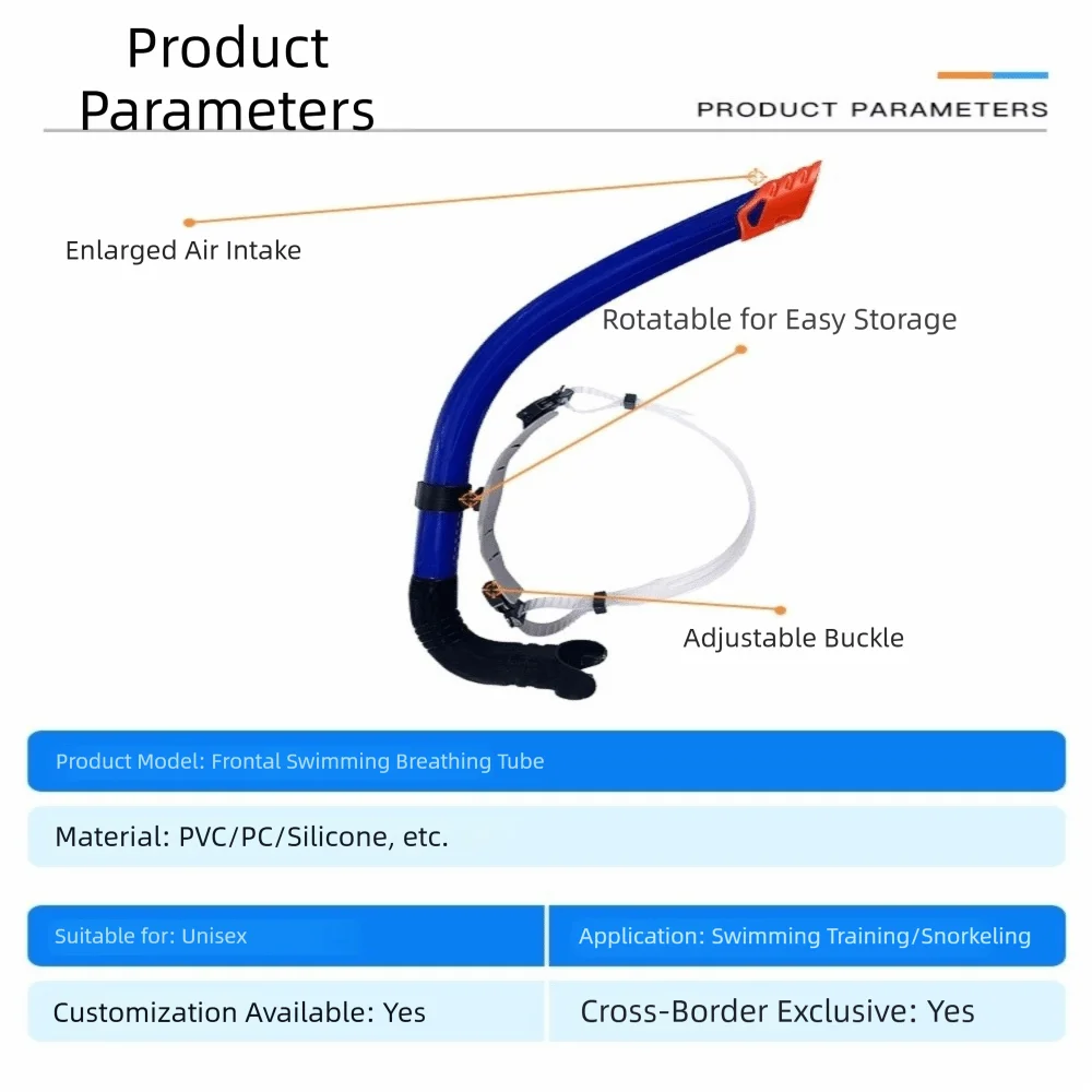 Silicone Mouthpiece Swimming Snorkel Semi-Dry Top Front Dry Design Front Snorkel One-Way Purge Valve Snorkel Tube