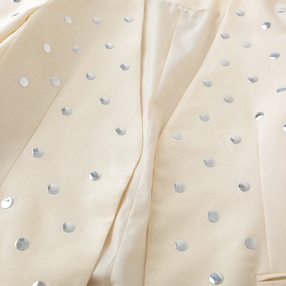 سترة بدلة غير رسمية بأكمام طويلة ورقبة على شكل حرف V صيفية جديدة للنساء بدون أزرار