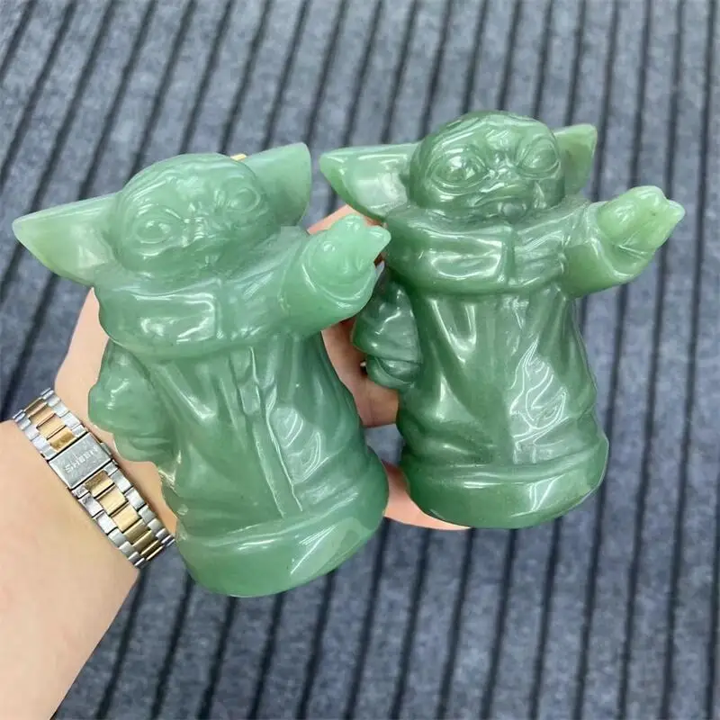 

12CM Natural Green Aventurine Cartoon Carving Landscaping Healing Fengshui Christmas Home Decoration Gift 1pcs