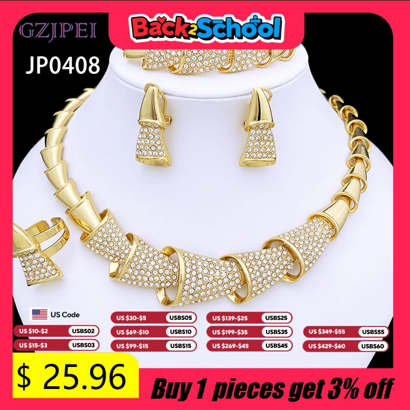 

Unique Dubai Gold Color Jewelry Set For Women 18K Gold Plated Fashion Set Jewelry Necklace Earrings Ring Bracelet Free Shipping