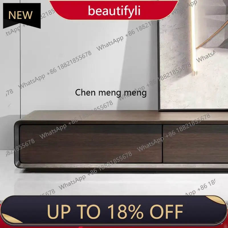 

P178 Minimalist Italian living room household simple modern smoked wood floor TV cabinet light luxury