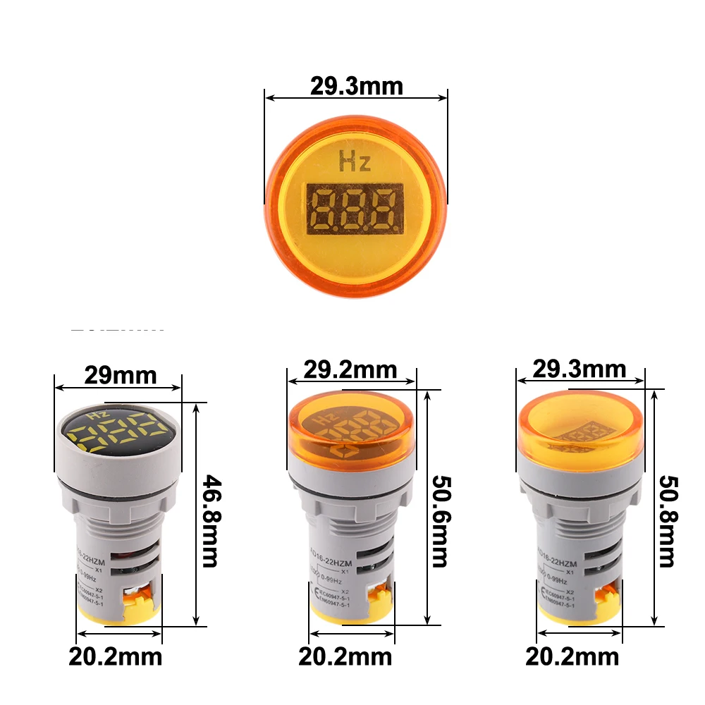 Round Type Digital Display Electricity Hertz Meter Frequency Meter Indicator Light AC Meter Red Tester 0-99Hz Green White
