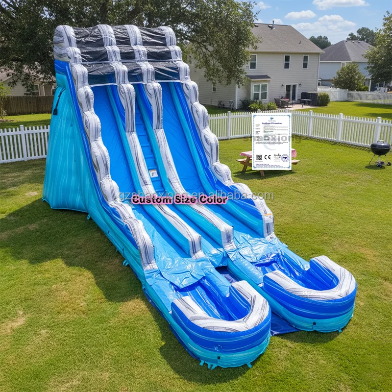 

Commercial Outdoor Big Slide Inflatable Double Waterslides Combo With Pool Kids Adults Inflatable Water Slide with Blower