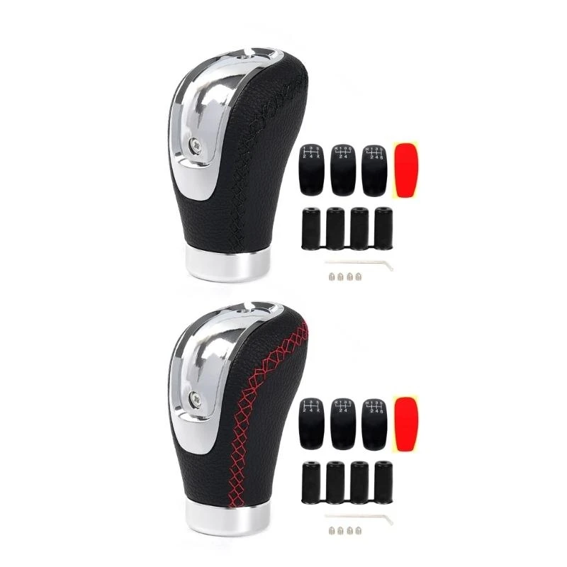 Truck Ergonomic PU Leather Gear Handle Knob 5/6 Speed Manual Shifter Lever Includes Adapters Enhances Driving Experience