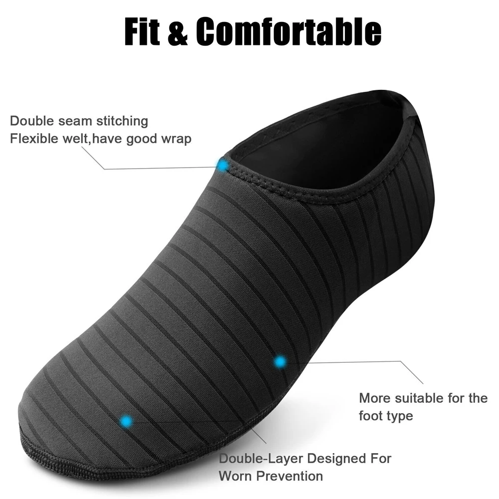 1 Paar Wasserschuhe für Herren und Damen, Barfuß, Strand, Pool-Schuhe, schnell trocknende Aqua-Yoga-Socken für Surfen, Schwimmen, Wassersport – Detail 2