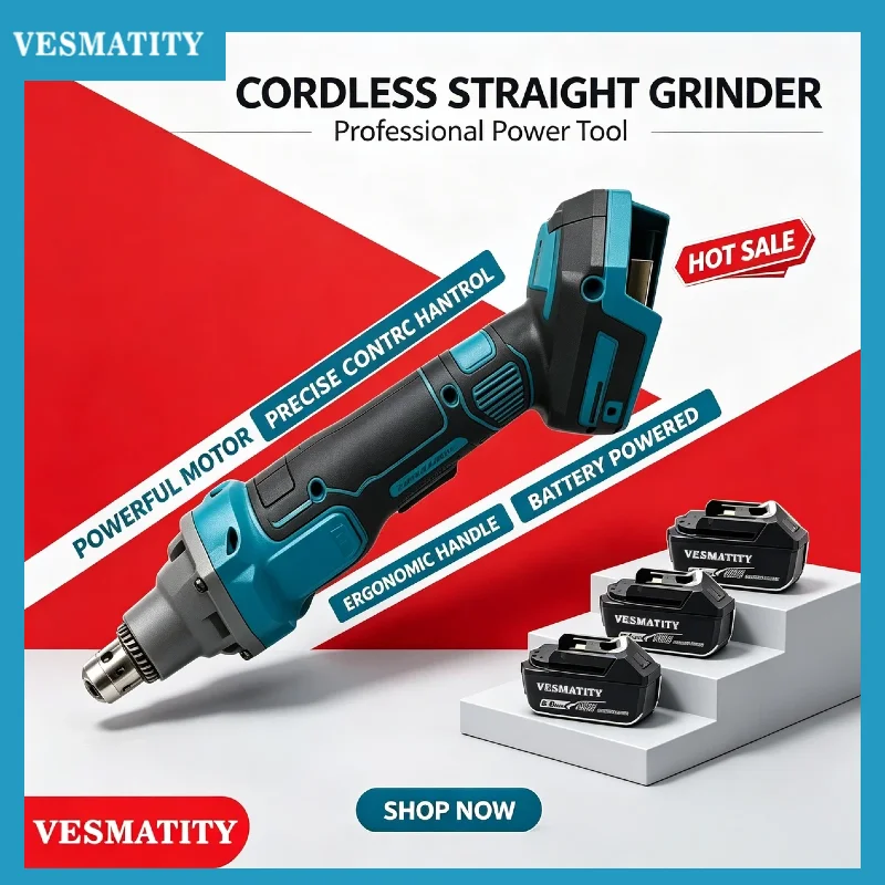 Brushless 4 Gears Die Grinder Straight Chuck Grinding Polishing Engraving Power Tool for Makita 18V 20V Battery Max Pro