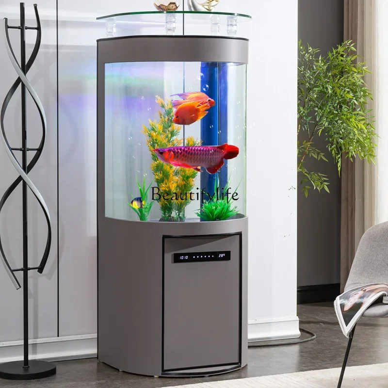 

FG40-*Semi-circular bottom filter goldfish tank living room household medium-sized aquarium cylindrical vertical water-free
