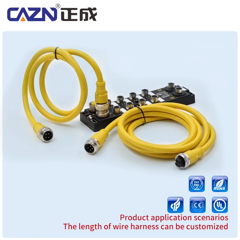 7/8 Unshielded Overmolded Plug Male Female 3 4 5 6 Pin Straight Angled 1/2/5m PVC IP67 for Industrial Automation & Machinery