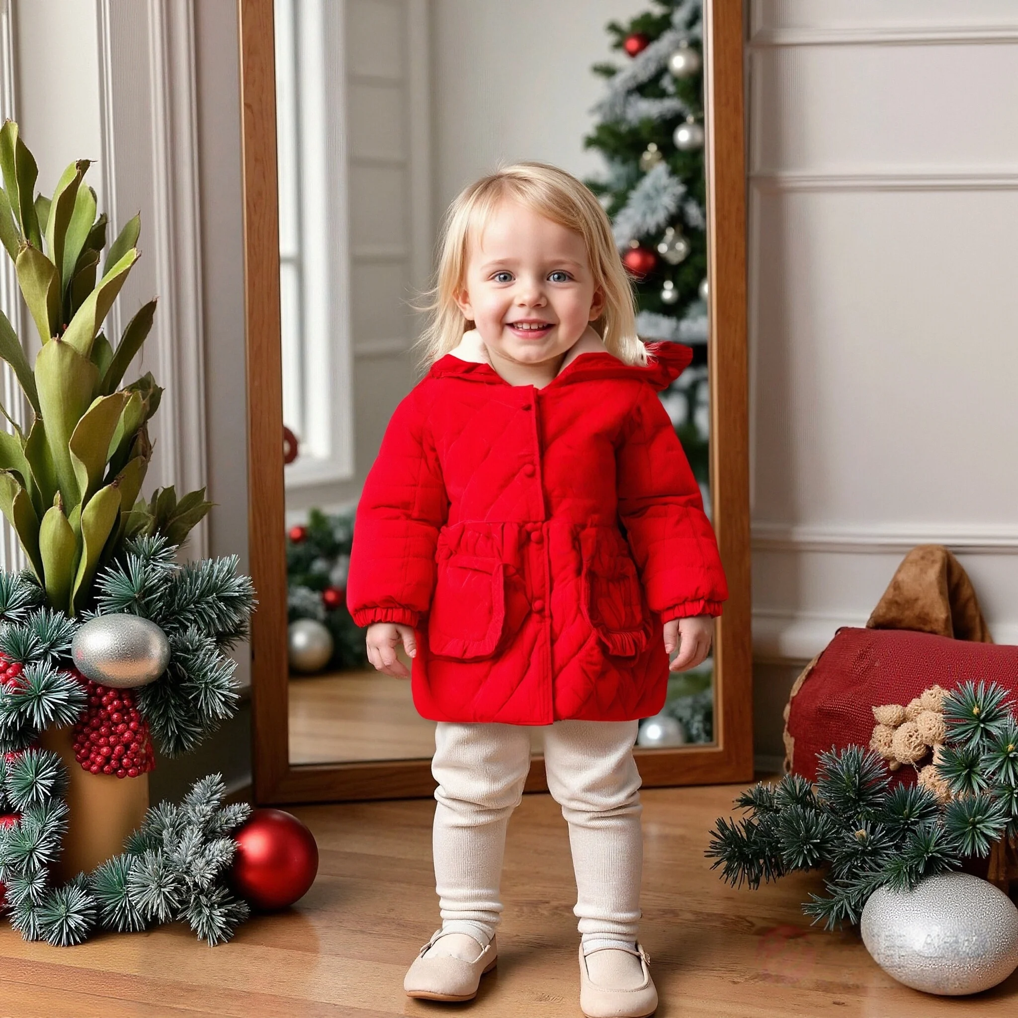 

Winter New Girls' Long Sleeved Plus Plush Thick Hooded Long Ear Two Pocket Single Breasted Jacket+Rabbit Accessories