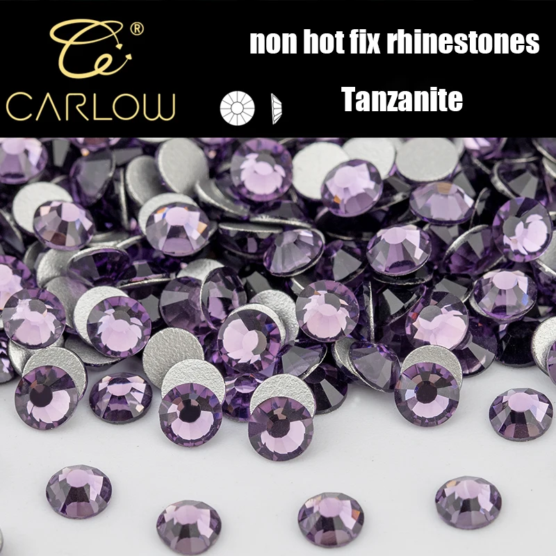 CARLOW Tanzanite SS4-SS30 Top Quality Non Hot Fix Rhinestones Flat Sliver Back Glass Strass for Mugs DIY YZ-035