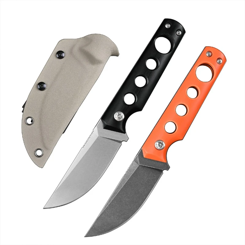 

Stone Wash DC53 Steel Fixed Blade Knife Outdoor Camping Straight Knife Tactical G10 Handle Survival Tools With Scabbard