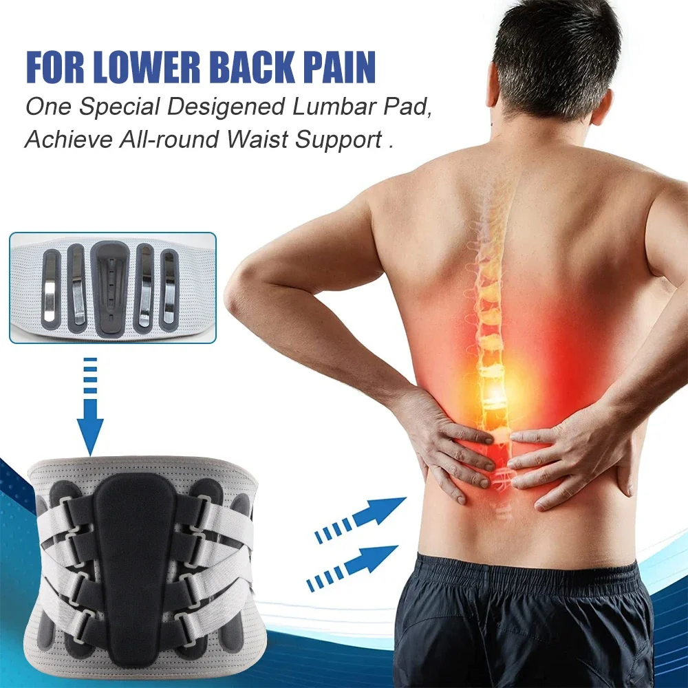 Suporte de cintura ajustável com almofada lombar ergonômica para alinhamento espinhal, escoliose ciática e hérnia de discos - para homens e mulheres
