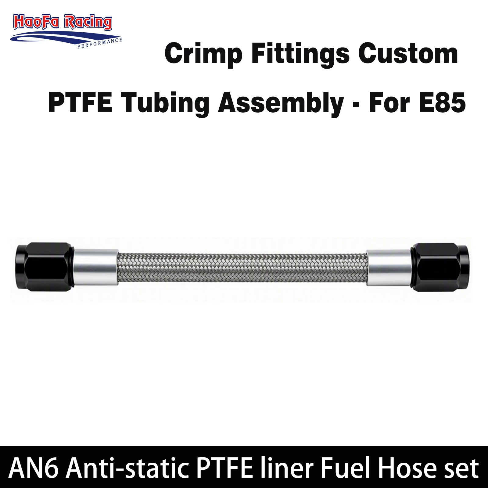 Costom Length AN6 Crimp Fitting Stainless Steel Braid Anti-static PTFE Pipe Fuel Line Assembly Universal Installed Cooling Tube