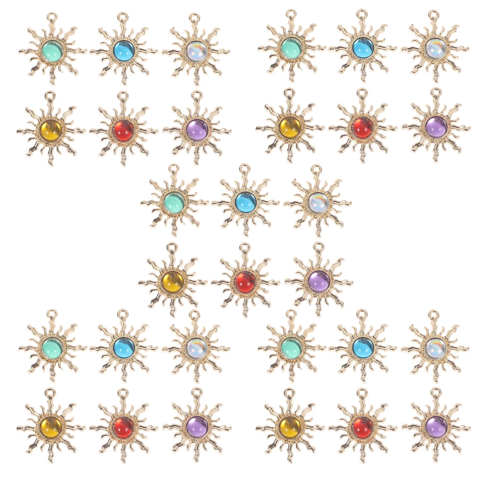 30Pcs Alloy Flower Pendants Zinc Alloy Gem Sunflower Charms DIY Jewelry Making Earrings Bracelets Necklace Accessories