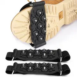 Shoes Ice Cleats 7 Spikes Adjustable Fastener Tape Anti-slip Outdoor Climbing Boots Ice Snow Grips Crampons Gripper