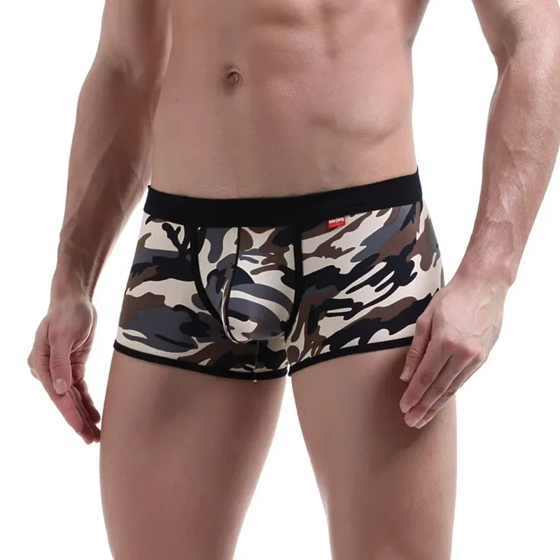 Boxer respirant pour hommes, sous-vêtements masculins, short U convexe, entrejambe, marée sexy, imprimé CamSolomon, mode