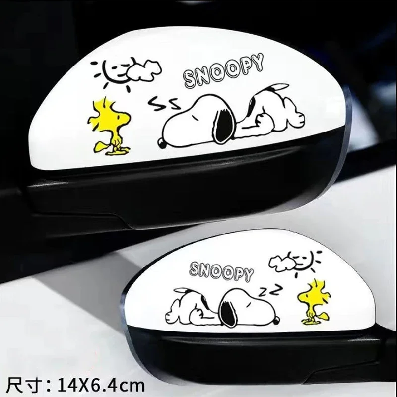 Snoopy Car Accessories Universal Auto Sticker Non Fading Fashion Strip Side Rear View Mirror Cute Decor Decal Waterproof Sticker