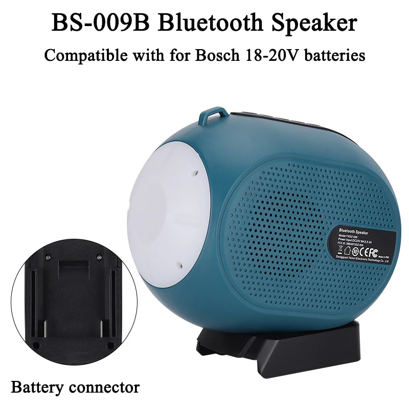 

Portable Wireless Speaker LED Lighting TWS Dual Device Pairing Compatible with For Makita/Bosch/DeWalt/Milwaukee 18/20V Battery
