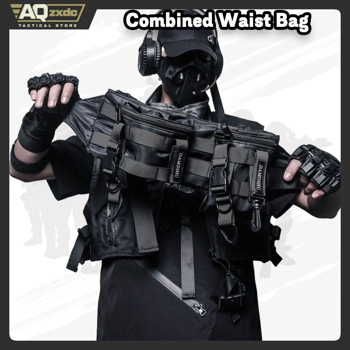 

AQzxdc Tactical Techwear Hip Hop Detachable Combined Waist Bag, Multifunctional Crossbody Chest Bag Street Casual Fanny Pack