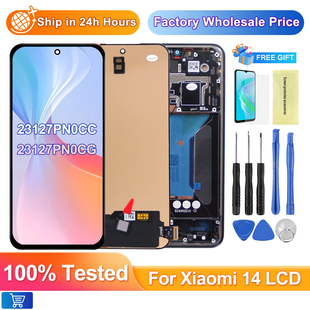 636-amoled-for-xiaomi-14-lcd-display-screen-touch-digitizer-assembly-for-mi-14-23127pn0cc-23127pn0cg-replacement-with-frame