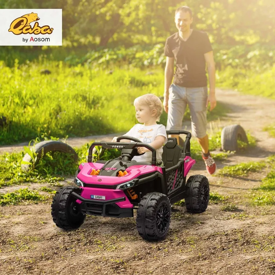 Auto elettrica fuoristrada da 3,7 MPH alimentata a batteria UTV da 12 V con telecomando Fari LED a sospensione a 4 ruote 3 Spe