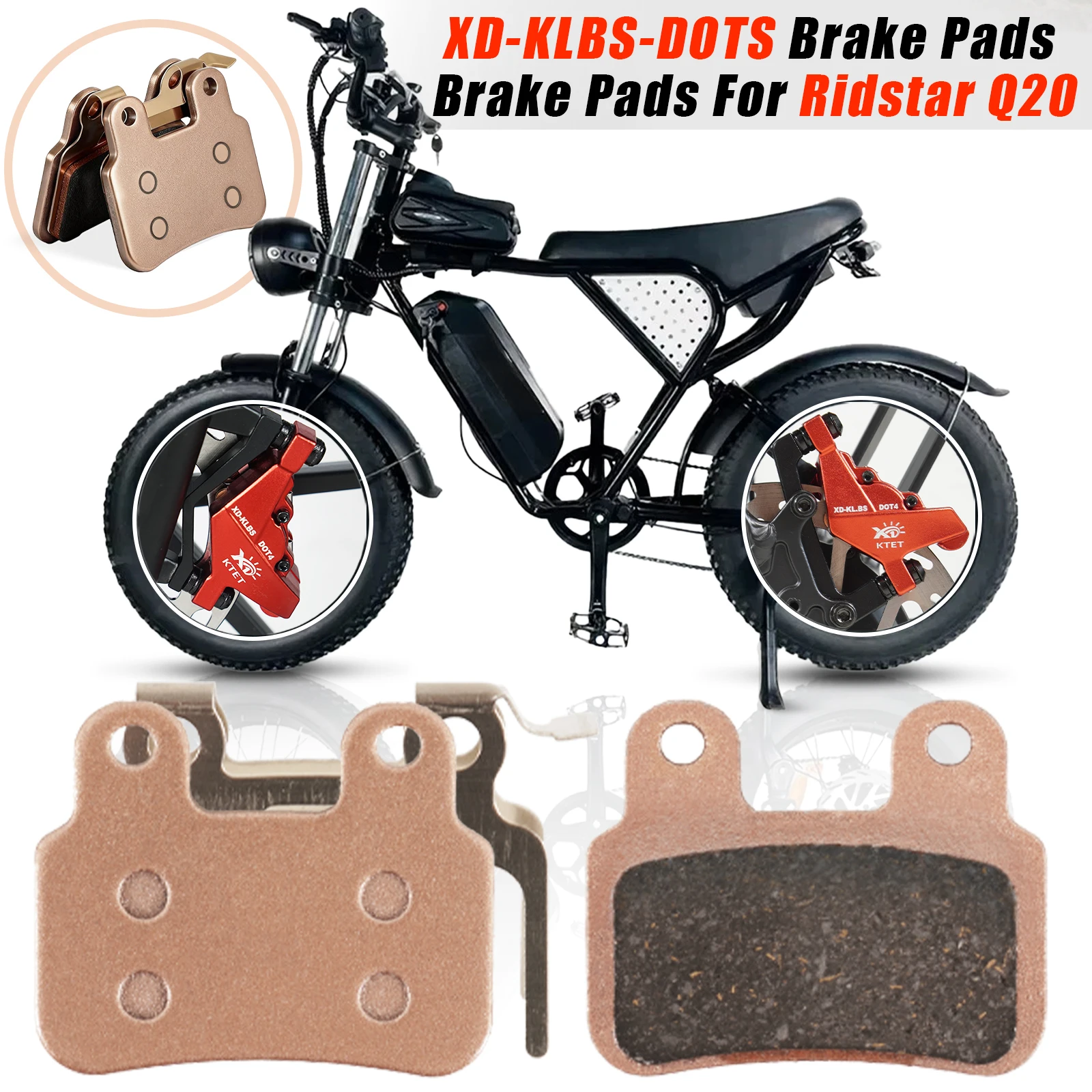 

2Pairs Semi-Metallic Disc Brake Pads for XD-KLBS-DOTS/A8 KTET XD A8BS Brake Calipers, Compatible with Ridstar Q20 E-Bike
