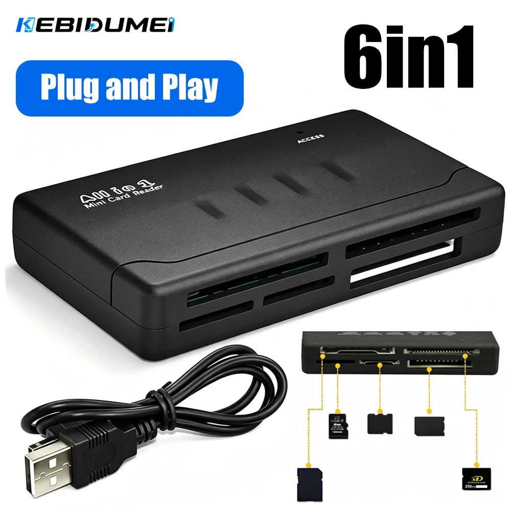 KEBIDUMEI All In One USB 2.0 Memory Card Reader 480Mbps For Micro SD SDHC TF MS M2 XD CF Multi Card Reade