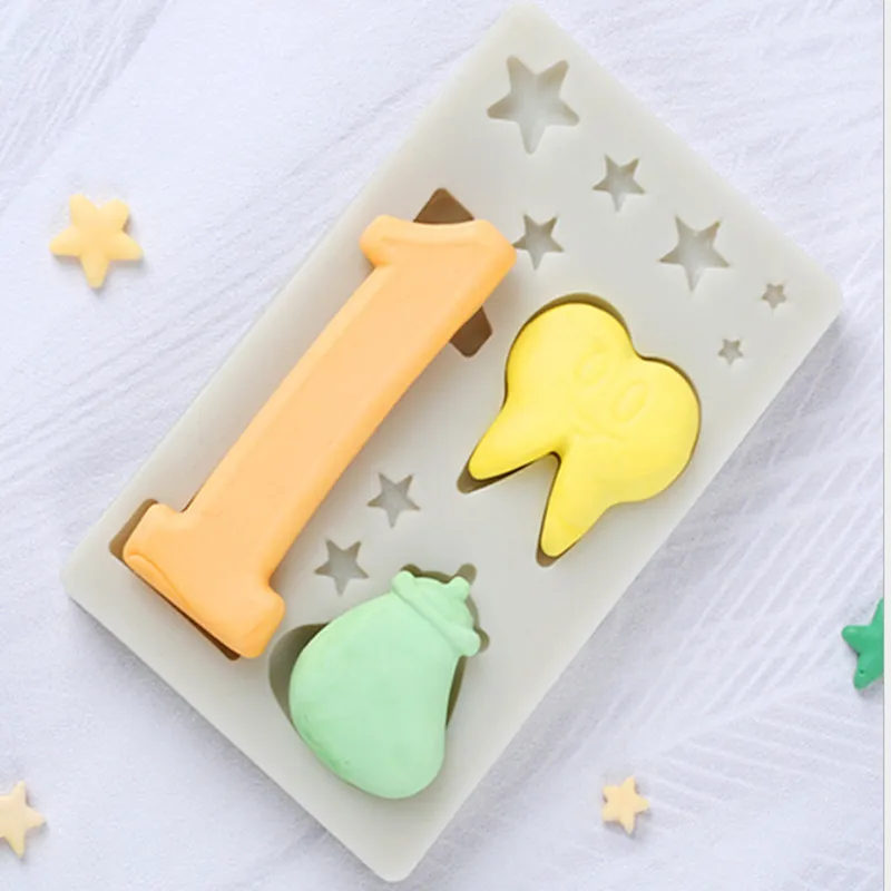 New silicone cake mold cartoon number star tooth dollar letter silicone sugar cake decoration baking tool Chocolate Mold K668