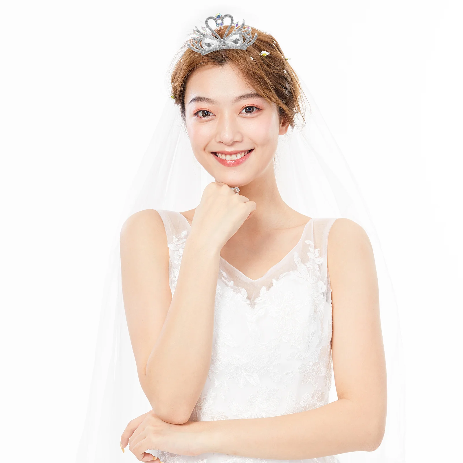 

1 Piece Swan Crown for Women Bridal Tiara Wedding Headpiece Female Alloy Jewelry Elegant Party Accessory Bride Headdress