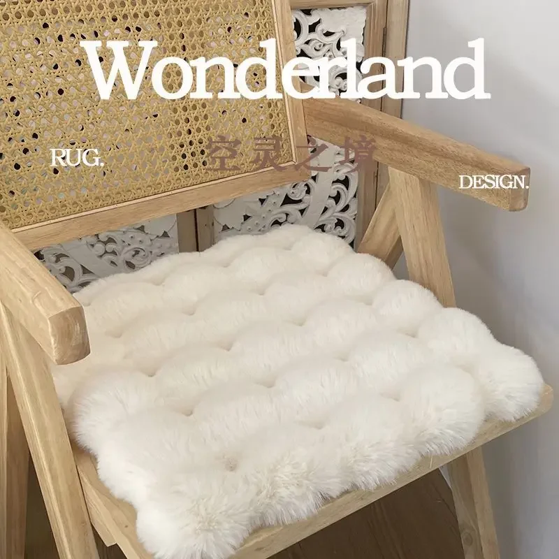 Thickened Imitation Rabbit Plush Seat Cushion Winter Warm and Non-slip Square Cushion Chair Shoe Change Stool Cushion
