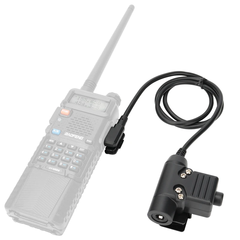 U94 Adapter wtyczki kabla PTT do taktycznego zestawu słuchawkowego do Baofeng UV-5R UV-S9 Plus UV-82 AR-152 UV-10R Walkie Talkie Radio dwukierunkowe