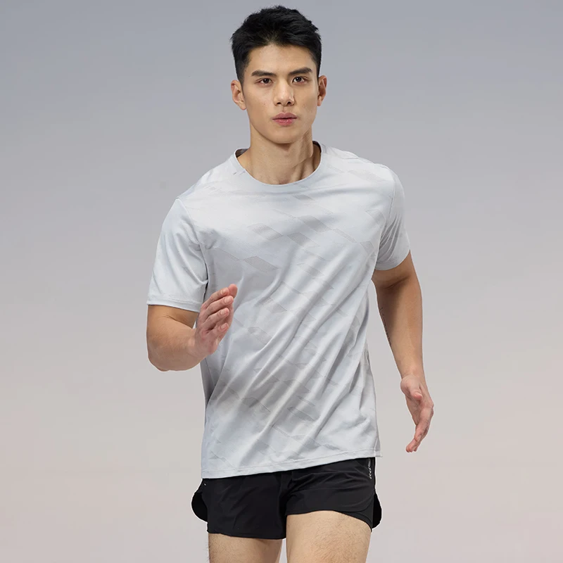 

Мужская футболка для бега Jacquard Quick Dry, спортивная футболка для фитнеса, удобная, дышащая, для активного отдыха, походов и пробежек