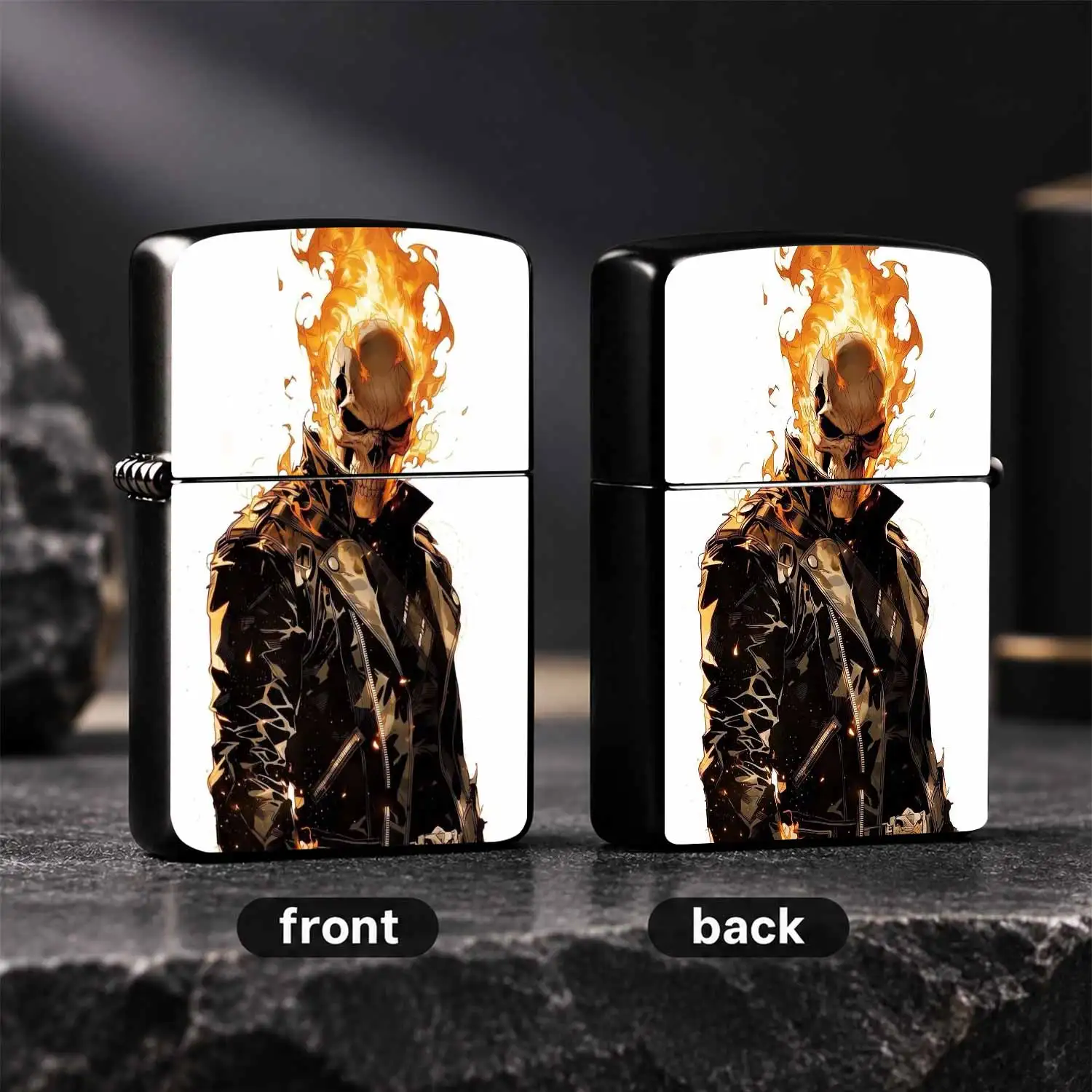 Rider Themed Lighter Fiery Skeleton Biker Stylish Portable Accessory For Daily Multi-Scene Use Ideal Unique Present For Friends Personal Cool Atmospheric Practical Decorative Tool With Stunning Flame Design A Humorous And Interesting Lighte