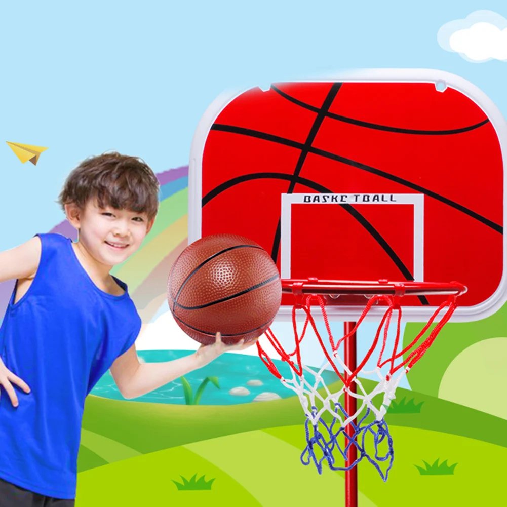 Mini aro de baloncesto con pelota y bomba, aro de baloncesto portátil, juego interior y exterior para niños