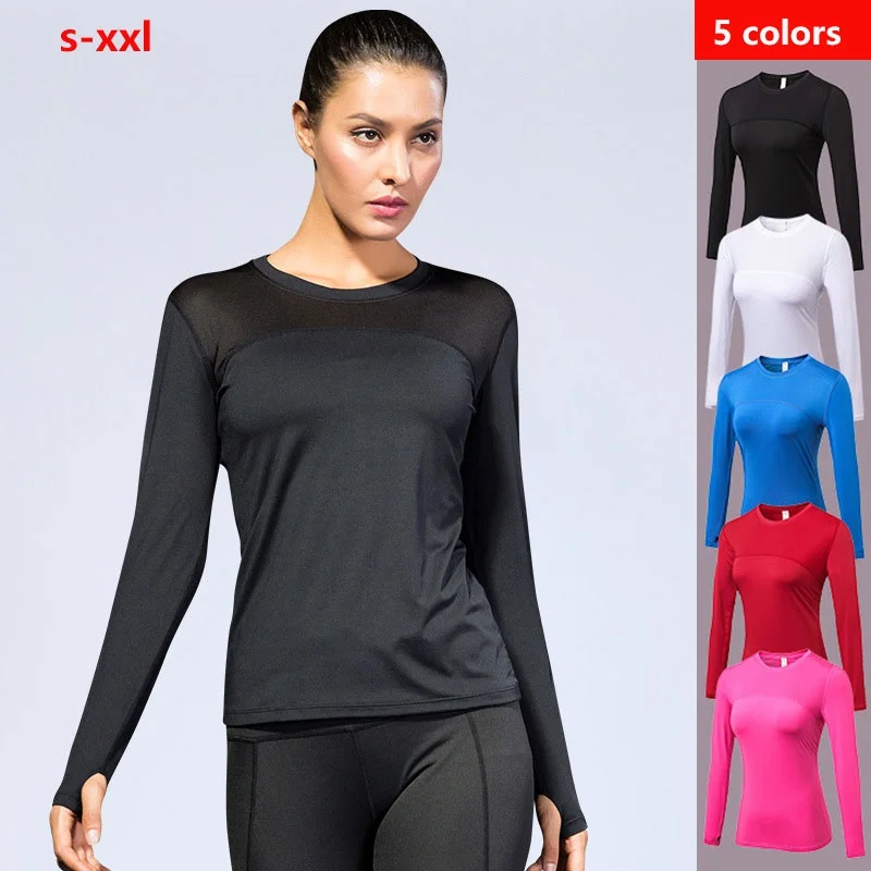 Women's Long Sleeve Yoga Sports T-shirt Cool Dry Athletic T-Shirt Running Hiking Yoga Top Fitness Running Workout Shirts