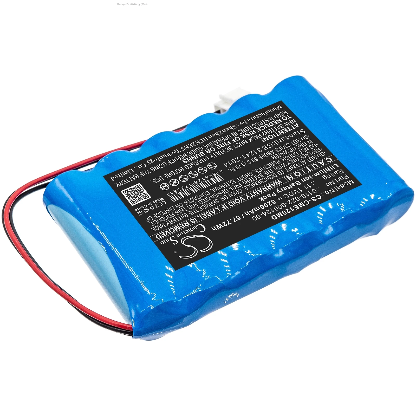 

11.1V 5200mAh/6400mAh replacement Medical Battery 0110-022-000124-00 for COMEN CM-1200A ECG, this is 11.1V, and 6 cells