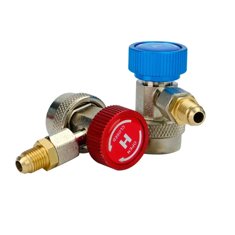 Adjustable Quick Coupler Connectors for Car A/C, High & Low Pressure Refrigerant Charging Adapters for Manifold Gauge & Hoses