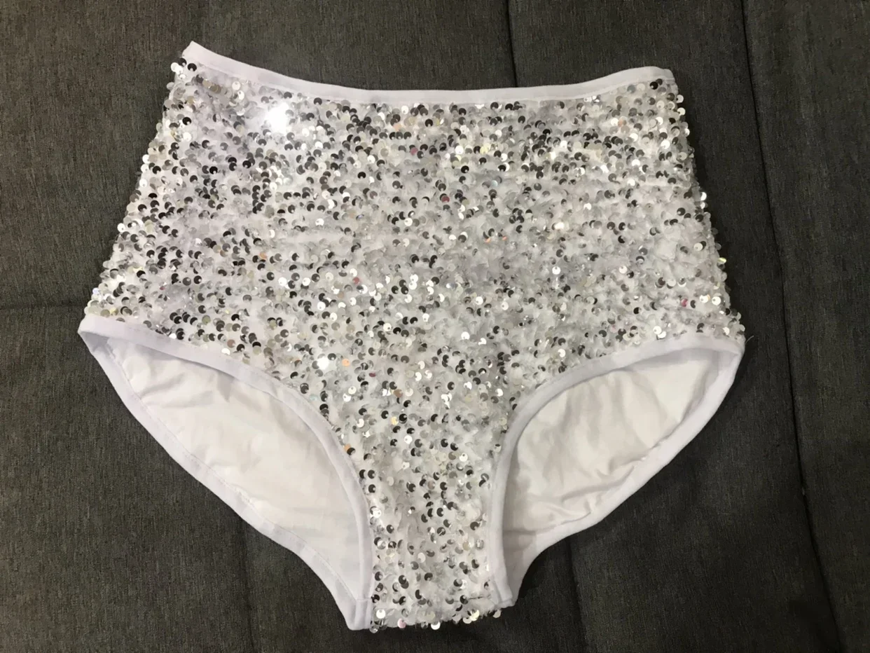 Donne Sexy Nightclub Bar Cantante Gogo Dance Team DS Lead Dance Costume Effetto scenico Pezzo super lucido nella borsa in vita Pantaloncini sui fianchi