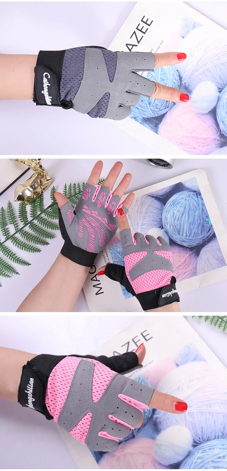 Radfahren Fingerlose Handschuhe für Männer Frauen Motorrad Sommer Fahrrad Fitness Gym Sport Gewichtheben Atmungsaktive Radfahren Handschuhe – Detail 2
