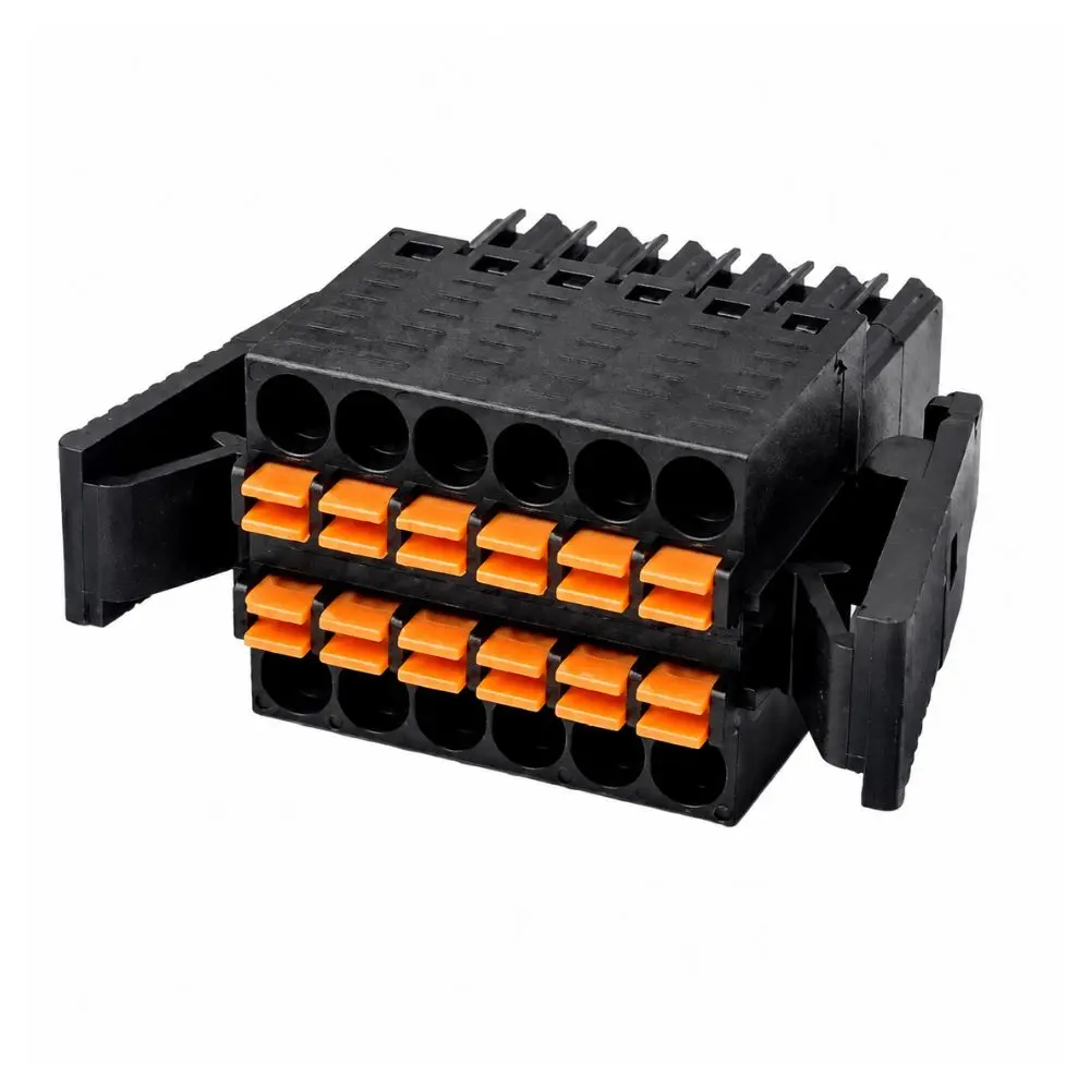 100PIN Black 2.54mm Double Layer Plug-in PCB Terminal Block KF2EDGKEF Flange Fixed Spring Quick Wiring Connector
