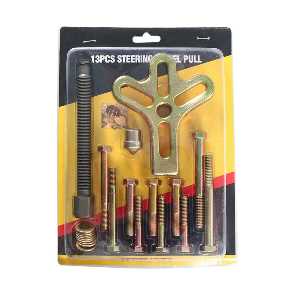 13 Piece Steering Wheel Puller Set Chrome Vanadium Steel For Car Truck Auto Repair Crankshaft Pulley Remover Hand Tool Kit