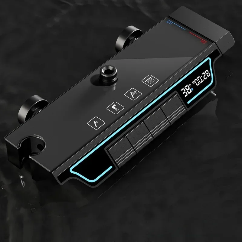 Smart Temperature Digital Display Shower Full Set Wall Mounted 4 Function Piano Key Rainfall Shower Faucet System for Bathroom