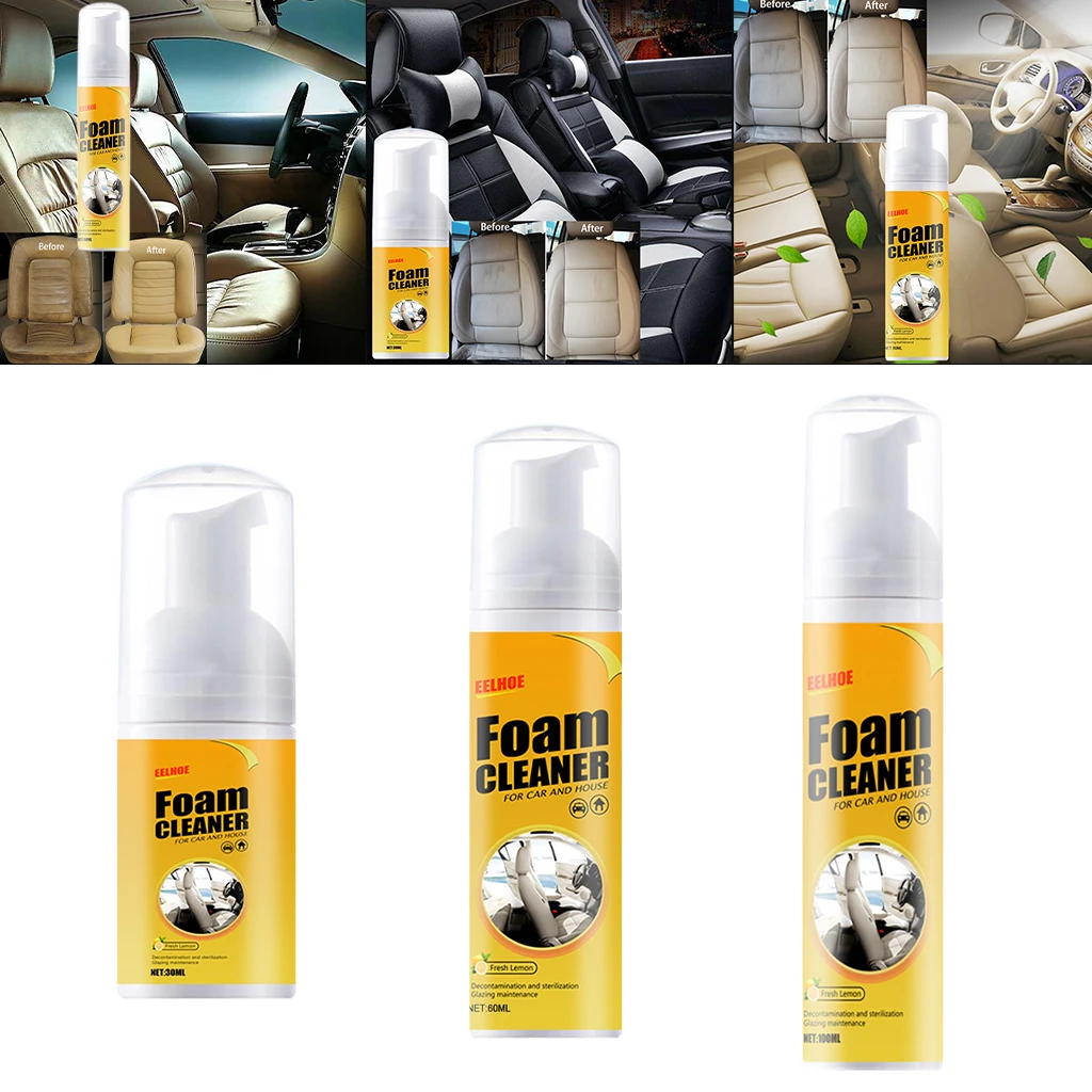 

100/60/30ml Foam Cleaner Ceiling Leather Flannel Tools Home Car Leather Cleaning Foam Spray Cleaner Fights Fading Aging Cracking