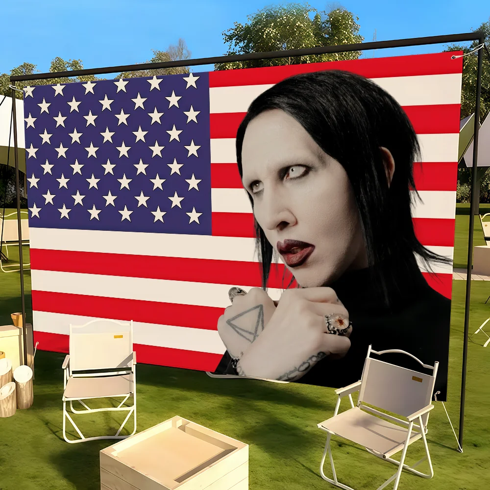 Singer M-Marilyn M-Manson Flag Advertising Banner For Camping Decoration Outdoor & Garage Wall Hanging Decorations