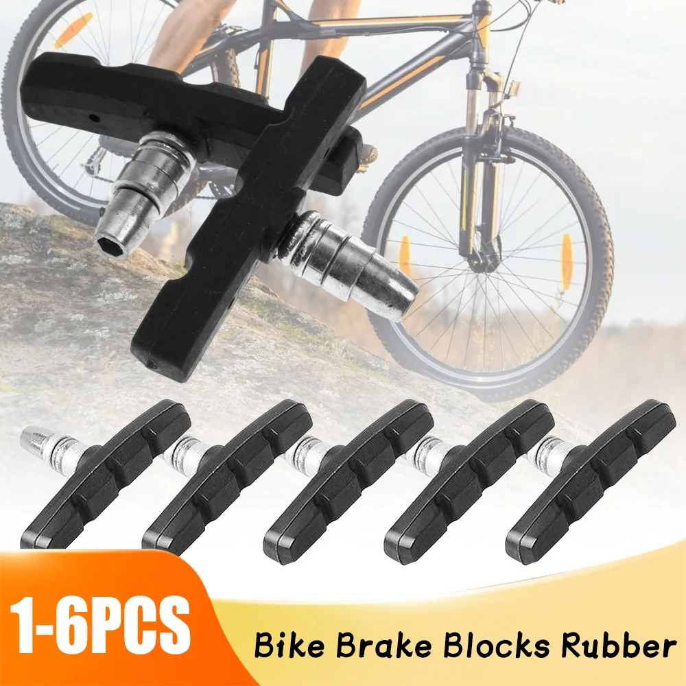 1-6PCS Bike Brake Blocks Lightweight V-brake Shoes Pads Rubber MTB Mountain Road Bicycle Cycling Part Tools Bicycle Accessories